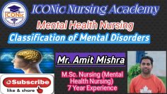 Classification of Mental Disorders | Mental Health Nsg, | Mr. Amit Mishra | ICONic NUrsing Academy